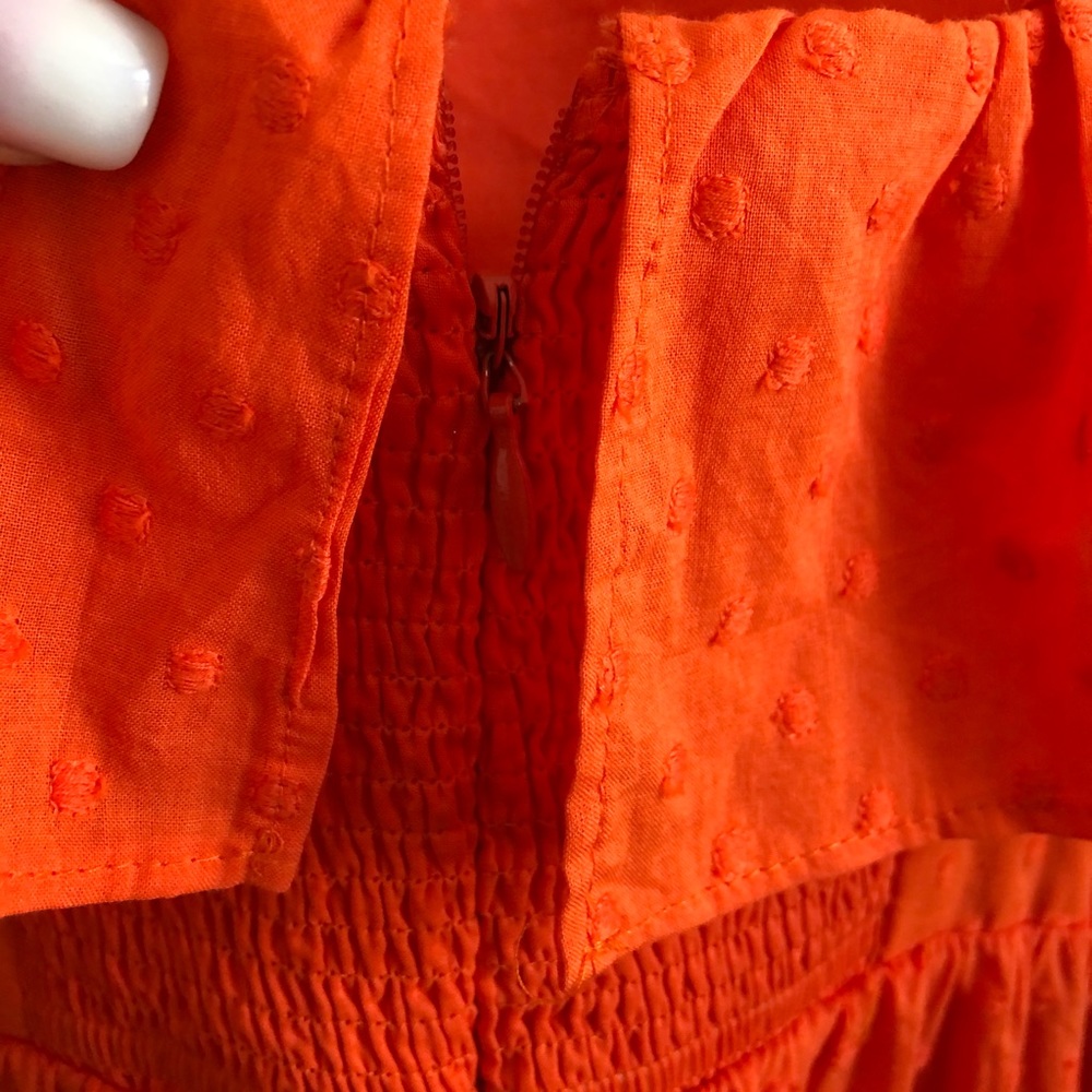 J. Crew Orange Eyelet Linen Midi Summer Dress - Picture 11 of 13